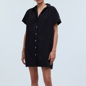 Madewell Collared‎ Button-Front Mini Shirtdress True Black size Small NWT NP091